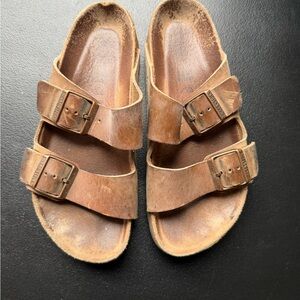 Brown Birkenstock Leather Sandals with Buckles